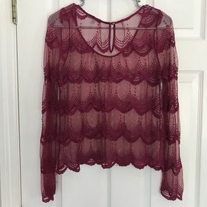 Sheer Embroidered Magenta Top